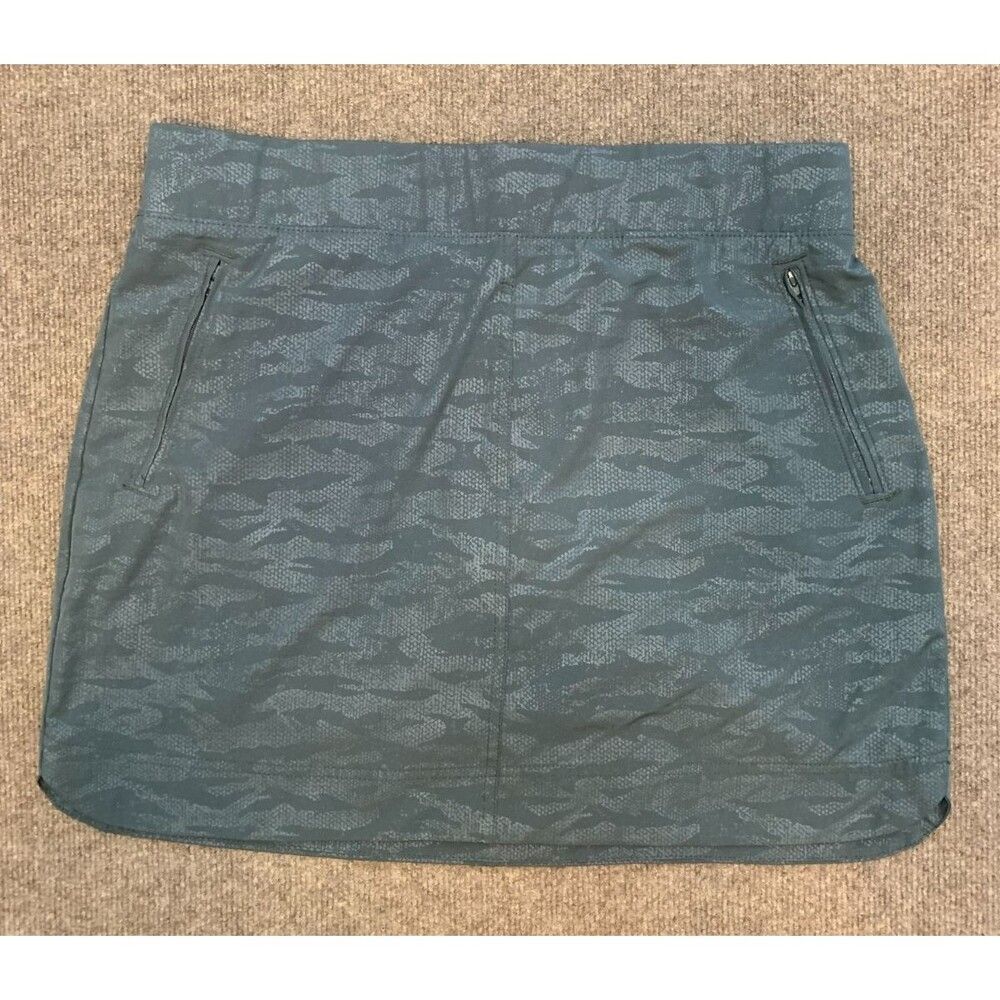 Orvis Skirt Womens L Pull-On Skort Stretch Camo Zip Pockets Mesh Short Liner
